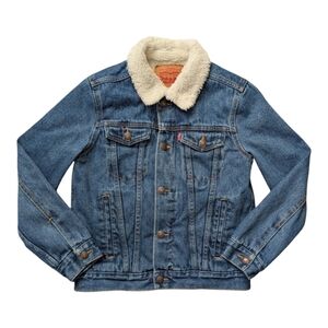 Levi's Faux Fur Lined Denim Trucker Jacket Youth Size Medium 10/12